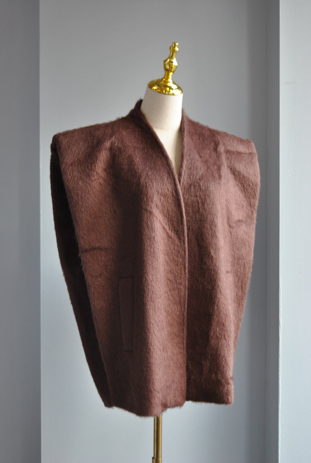 CLEARANCE - CHOCOLATE BROWN WOOL FALL OVERSIZED VEST