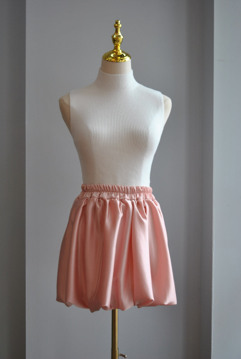 LIGHT PINK SILKY MINI SKIRT