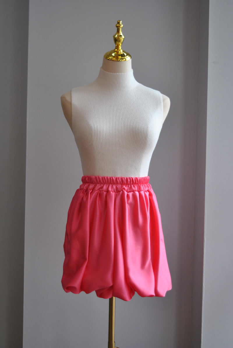 CANDY PINK SILKY MINI SKIRT