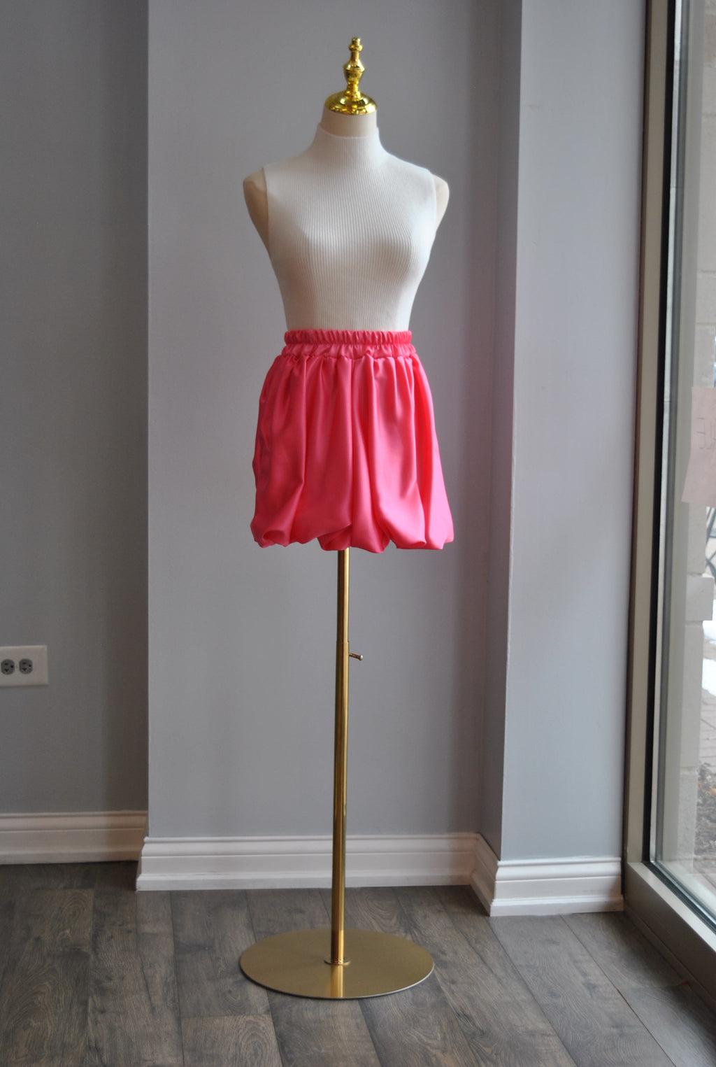 CANDY PINK SILKY MINI SKIRT