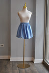 LIGHT BLUE SILKY MINI SKIRT