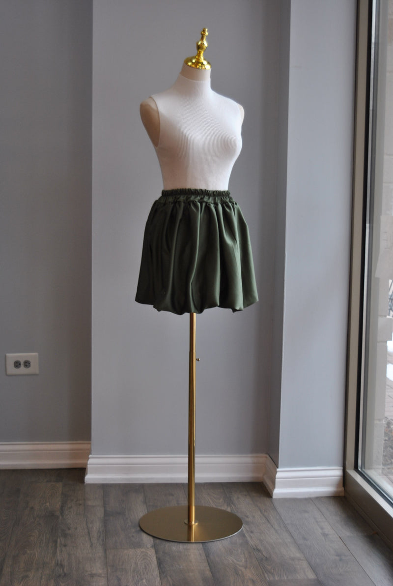 OLIVE GREEN SILKY MINI SKIRT