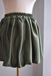 OLIVE GREEN SILKY MINI SKIRT