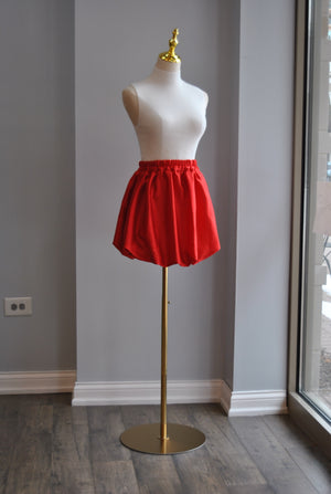 RED SILKY MINI SKIRT