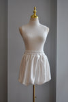 WHITE MINI SILKY MINI SKIRT