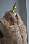 CARAMEL FAUX FUR VEST WITH SIDE POCKETS