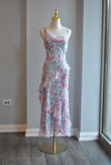 BLUE AND PINK FLOWER MIDI SUMMER DRESS