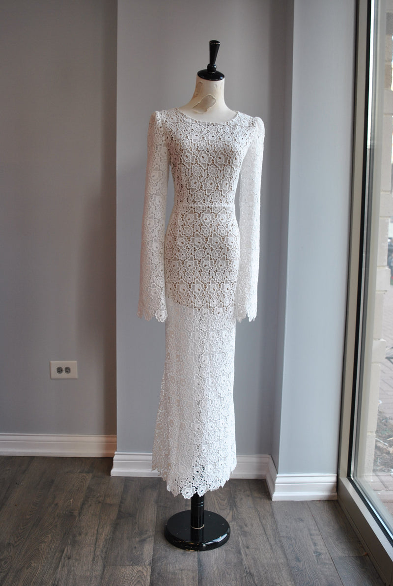 WHITE LACE LONG DRESS