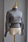 GREY SWEATER TOP WITH THE LACE STATEMENT SLEEVES