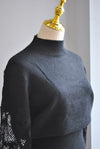 BLACK SWEATER TOP WITH THE STATEMENT LACE SLEEVES