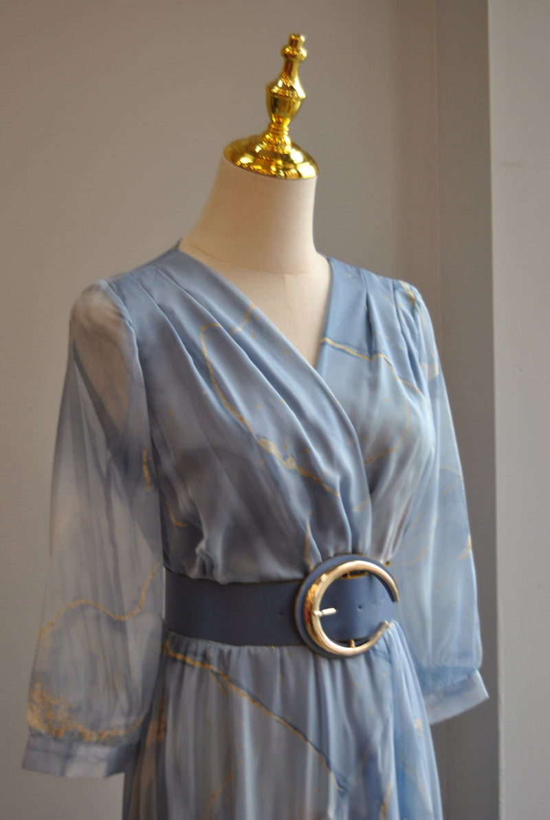 BLUE SUMMER MAXI WITH A BELT