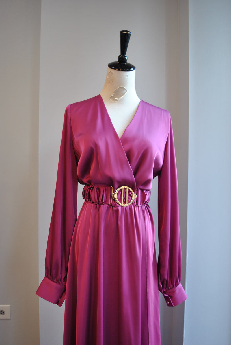 ORCHID SILKY MAXI DRESS WITH A BELT