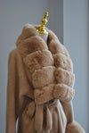 CARAMEL ALPAKA COAT WITH A BELT AND DETACHABLE FUR