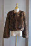 CHOCOLATE BROWN FAUX FUR JACKET