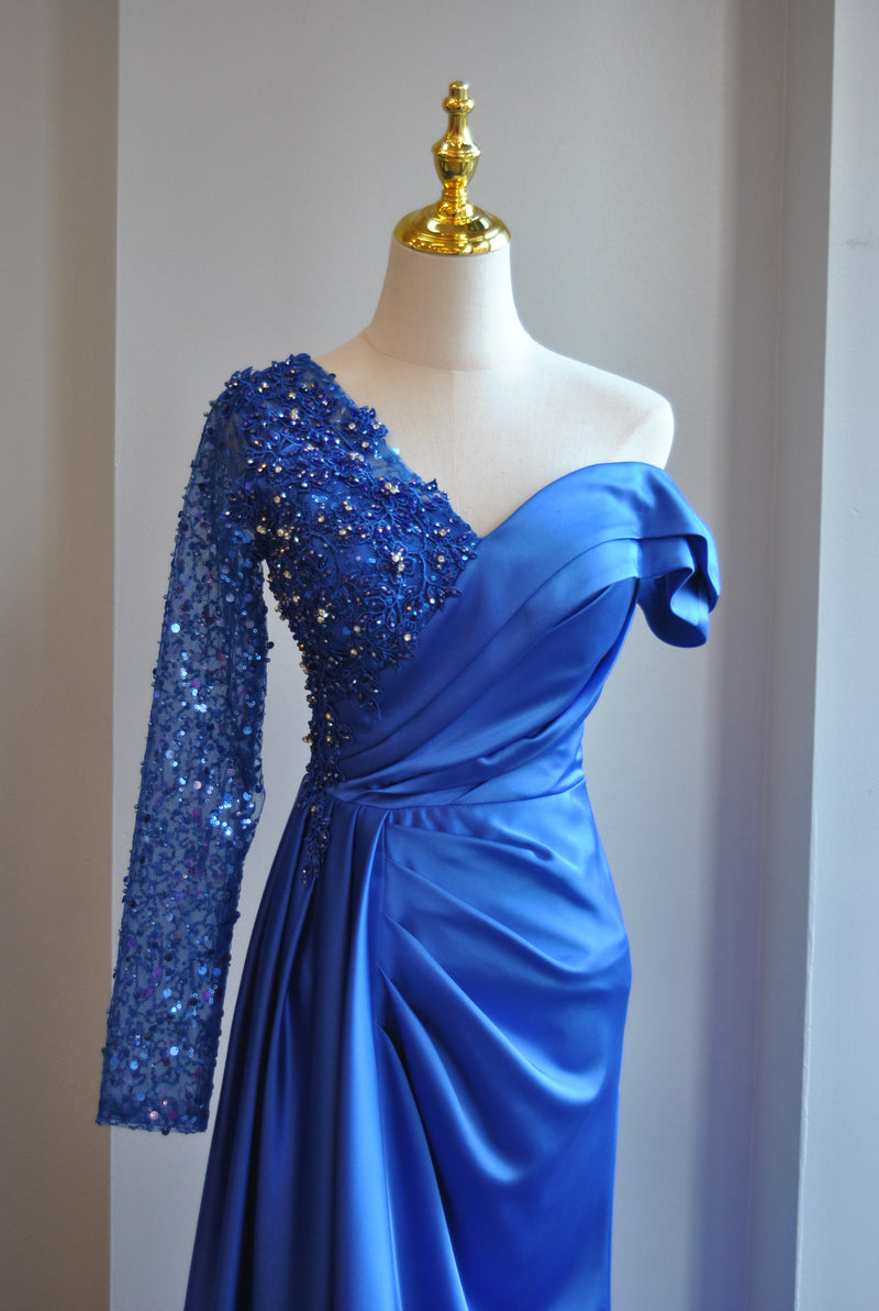 CLEARANCE - ROYAL BLUE LONG EVENING GOWN