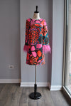 FUCHSIA PINK MULTI TUNIC DRESS WITH FEATHERS