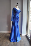 ROYAL BLUE ASYMMETRIC LONG EVENING GOWN