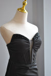 BLACK LONG EVENING STRAPLESS GOWN