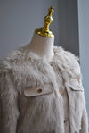 LIGHT BEIGE FAUX FUR CROPPED JACKET