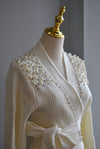 VANILLA CARDIGAN WITH PEARLS AND CRYSTALS