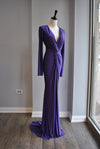 PURPLE CRYSTALS LONG EVENING DRESS