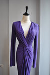 PURPLE CRYSTALS LONG EVENING DRESS