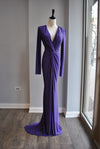 PURPLE CRYSTALS LONG EVENING DRESS