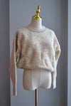 BEIGE SWEATER WITH PEARLS AND CRYSTALS