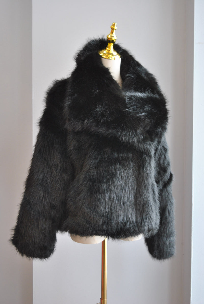 BLACK FAUX FUR JACKET