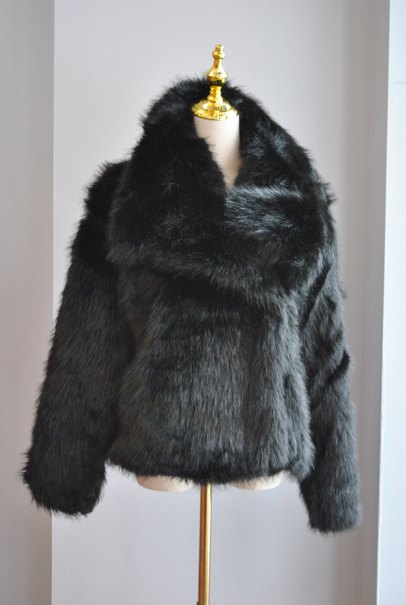 BLACK FAUX FUR JACKET