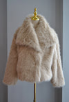 BEIGE FAUX FUR JACKET