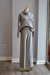 GREY SWEATER SET OF FLAIR PANTS AND TURTLENECK