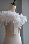 WHITE BANDAGE DRESS WITH FEATHERS