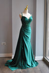 EMERALD GREEN LONG EVENING GOWN