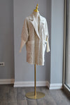 OFF WHITE AND CREAM PRINT ALPAKA COAT