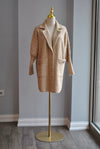 CARAMEL AND WHITE PRINT ALPAKA COAT