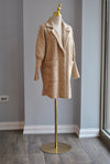 CARAMEL AND WHITE PRINT ALPAKA COAT