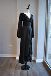 CLEARANCE - BLACK SILKY HIGH AND LOW DRESS