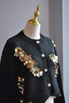 BLACK SWEATER WITH GOLD SEQUIN