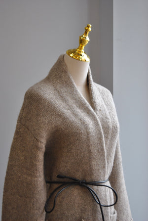 TAUPE SWEATER COAT WITH A BELT