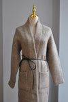 TAUPE SWEATER COAT WITH A BELT