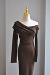 CHOCOLATE BROWN MIDI SWEATER DRESS