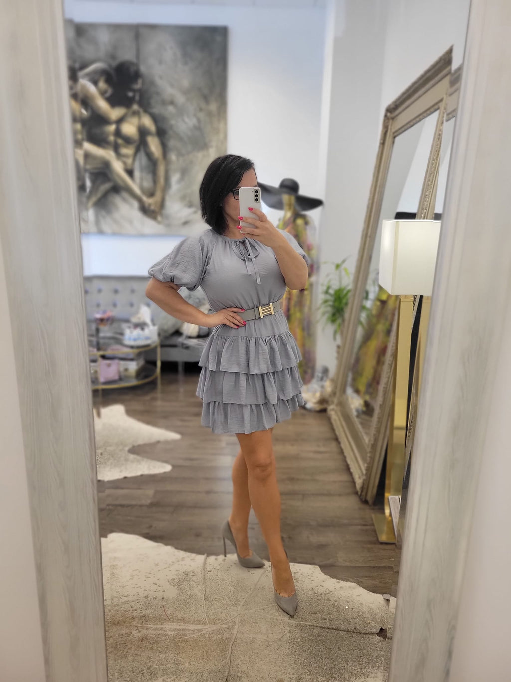 CLEARANCE - GREY MINI PARTY SUMMER WITH RUFFLE