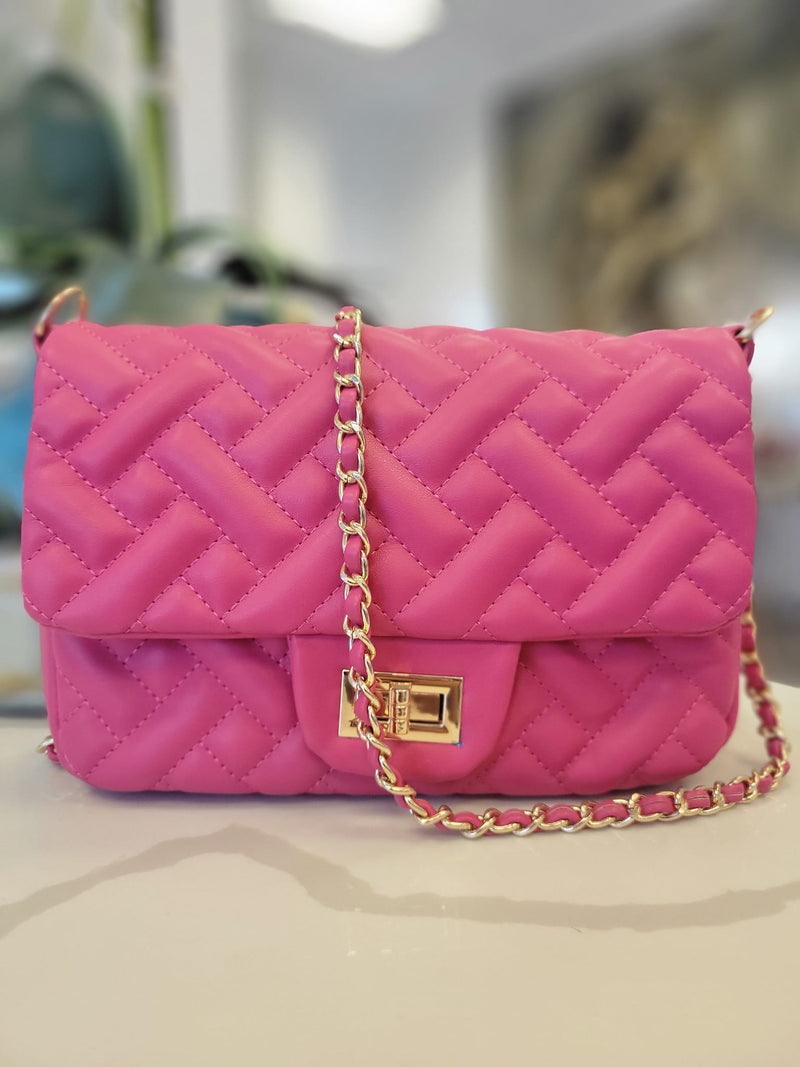 Fashionable Pink Women's Chain Shoulder Bag