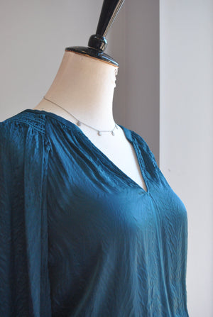 TEAL DRESS WITH ELASTIC WAIST