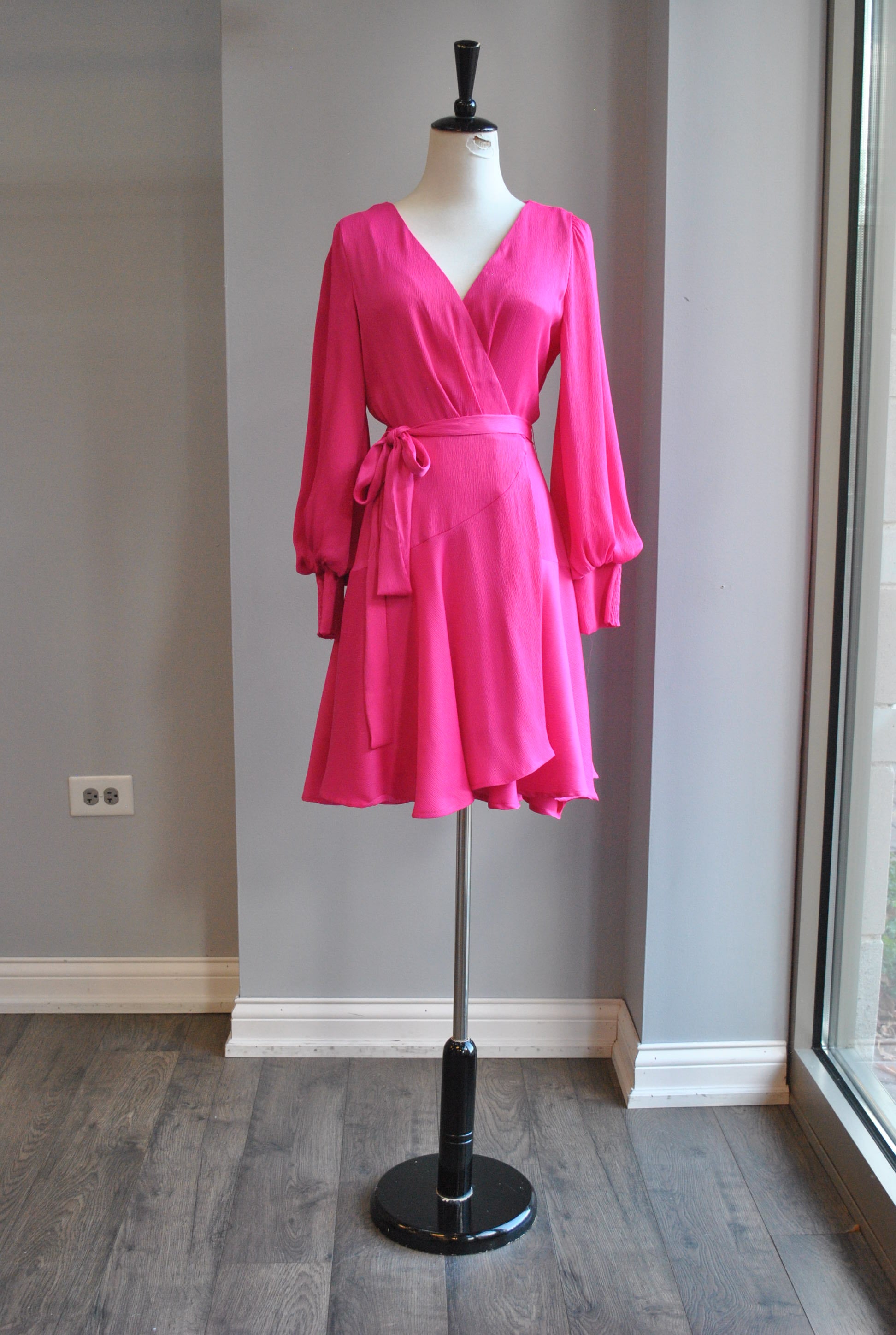 HOT PINK WRAP DRESS Le Obsession Boutique