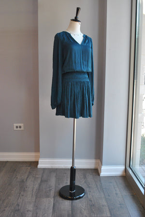 TEAL DRESS WITH ELASTIC WAIST