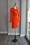 ORANGE SILKY DRESS WITH A BELT