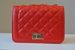 RED SMALL GUILTED CROSSBODY BAG