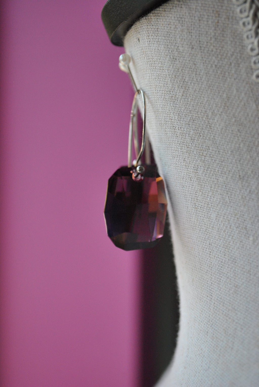 PURPLE SWAROVSKI CRYSTALS STATEMENT EARRINGS